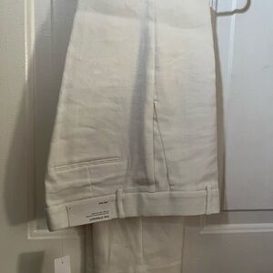 NWT Ann Taylor White Straight-Leg linen Pants